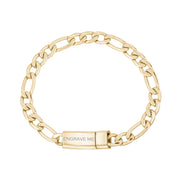 Unisex Steel Bracelet - 7mm Gold Figaro Link Engravable Bracelet