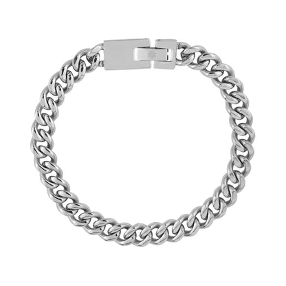 Unisex Steel Bracelet - Mens 8mm Engravable Cuban Link Bracelet