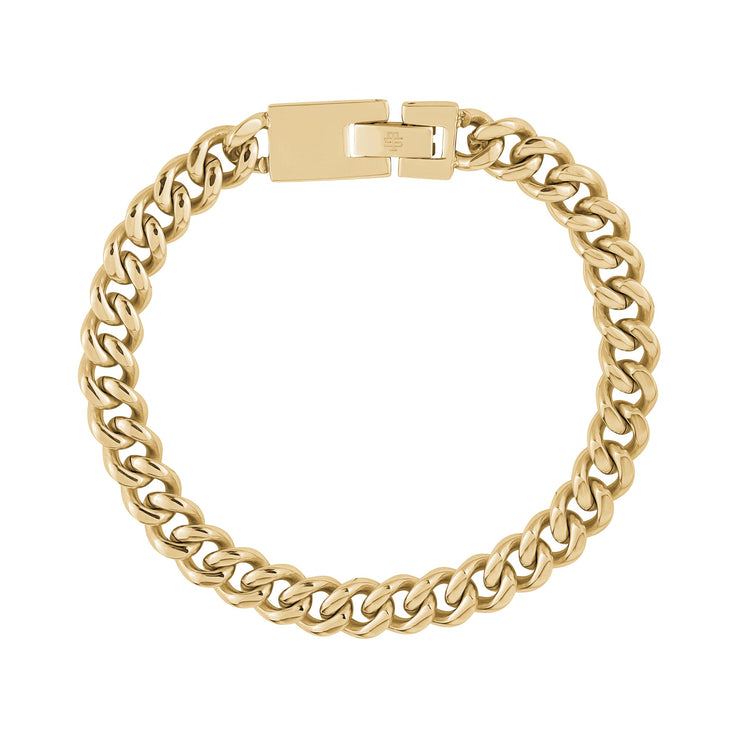 Unisex Steel Bracelet - Mens 8mm Engravable Gold Cuban Link Bracelet