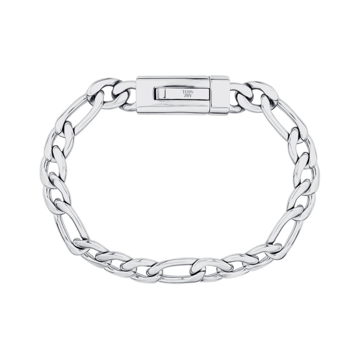 Unisex Steel Bracelet - 9mm Stainless Steel Figaro Link Engravable Bracelet
