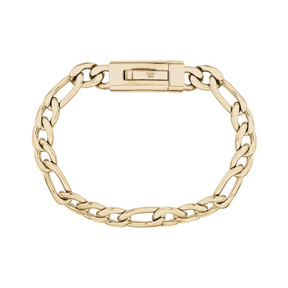Unisex Steel Bracelet - 9mm Gold Figaro Link Engravable Bracelet