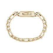 Unisex Steel Bracelet - 9mm Gold Figaro Link Engravable Bracelet