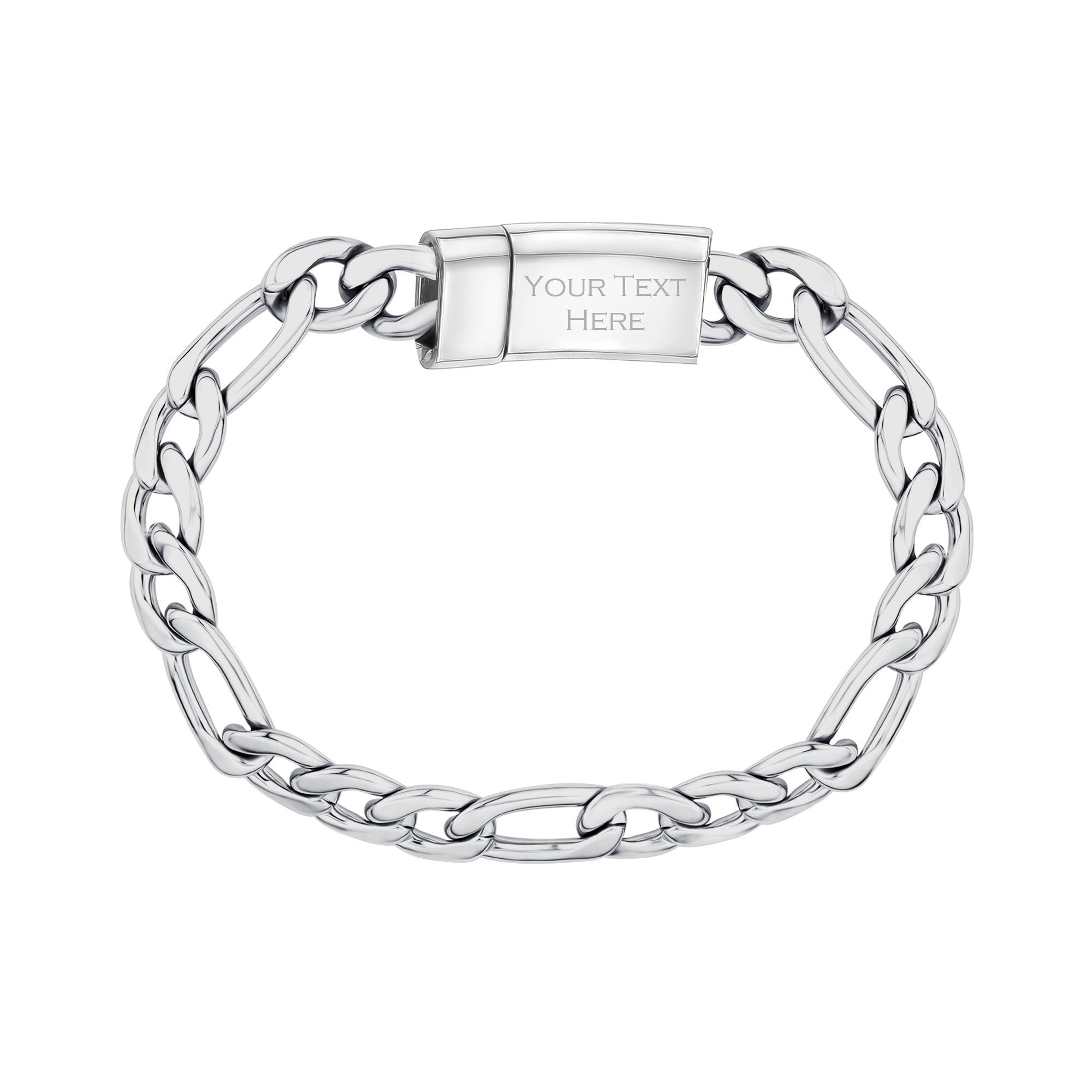 9mm Stainless Steel Figaro Link Chain Bracelet Gold for Men and