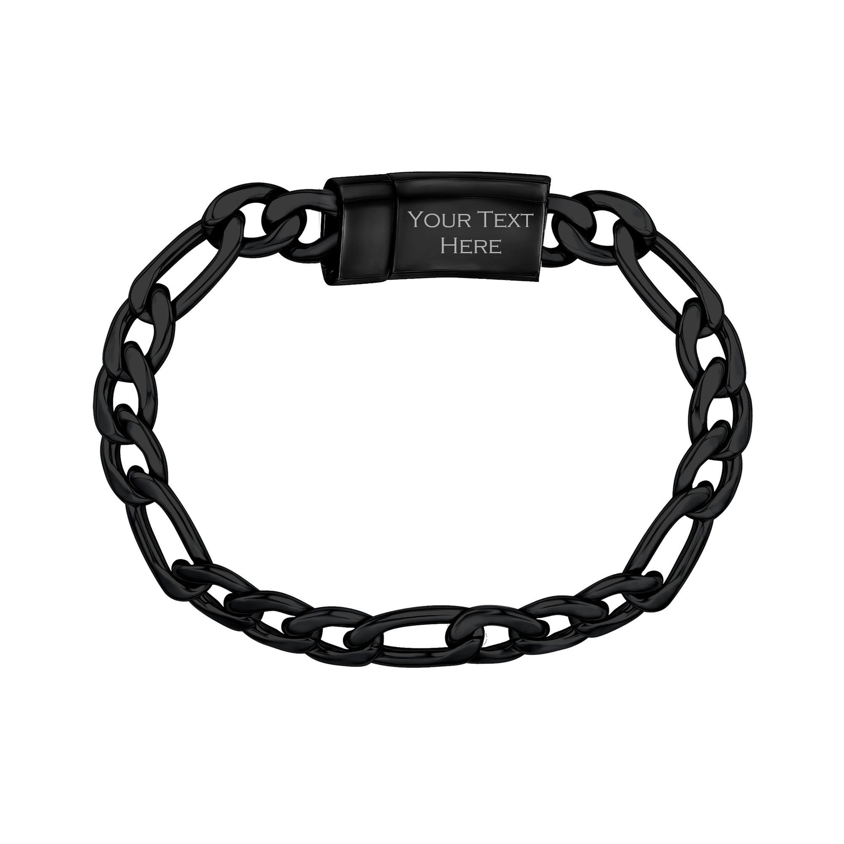 Unisex Steel Bracelet - 9mm Figaro Link Engravable Bracelet