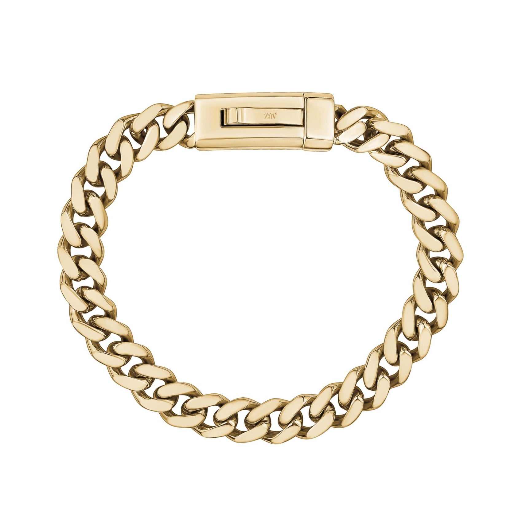 Unisex Steel Bracelet - 9mm Gold Stainless Steel Cuban Link Engravable Bracelet