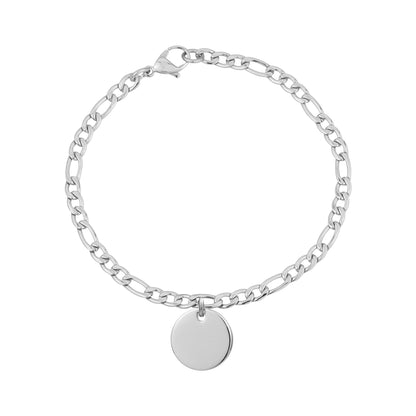 Women Bracelet - 4mm Figaro Link Engravable Charm Bracelet