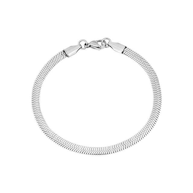 Women Bracelet - 4mm Herringbone Silver Bracelet