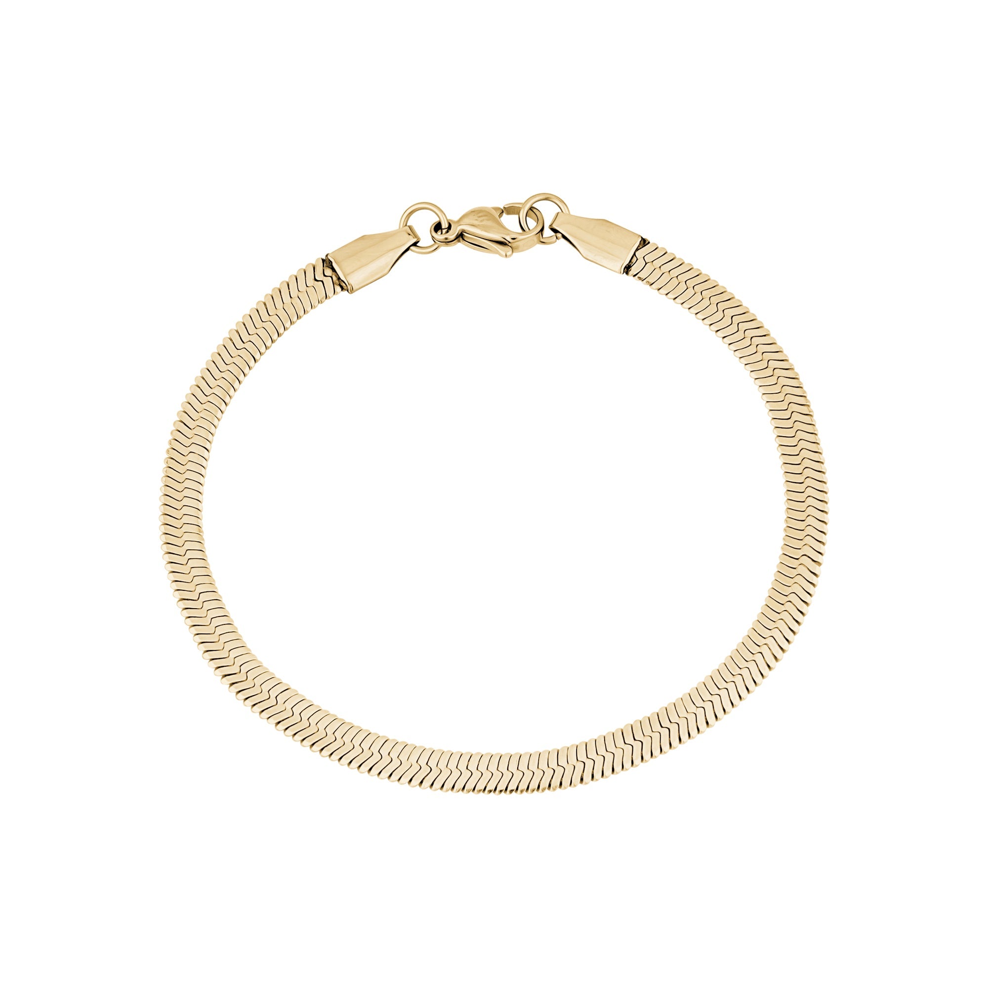 4mm Womens Stainless Steel Gold Herringbone Bracelet – The Steel Shop
