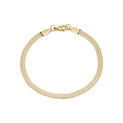 Women Bracelet - 4mm Herringbone Gold Bracelet