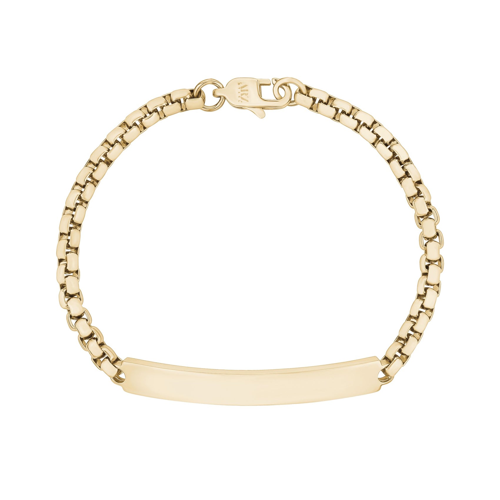 Women Bracelet - 4mm Round Box Engravable Gold Steel ID Bracelet
