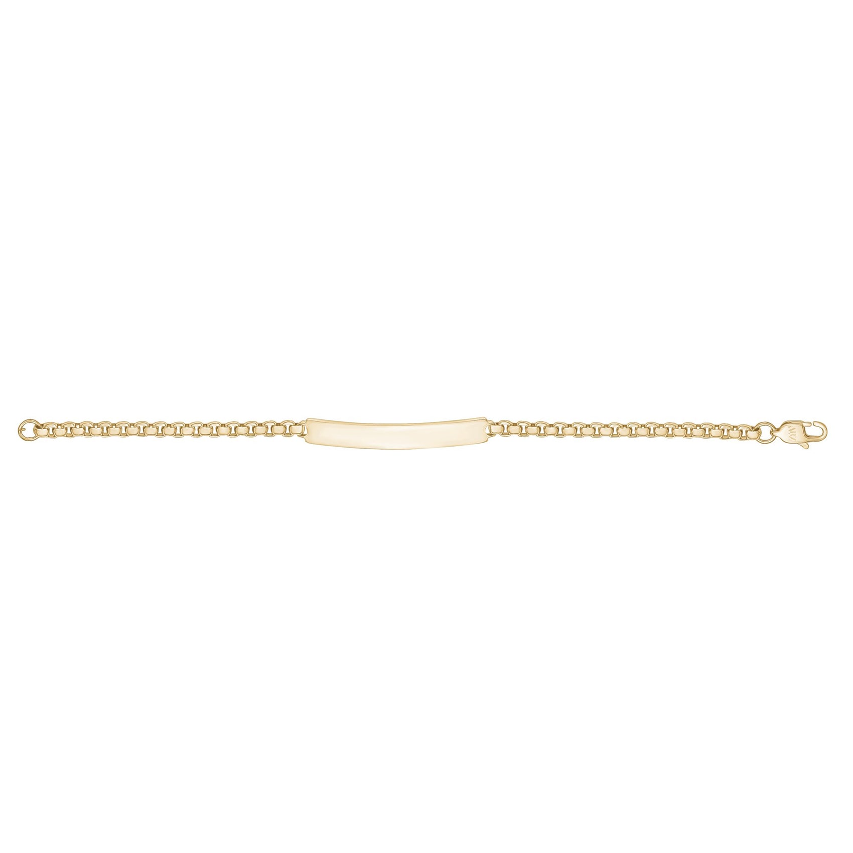 Women Bracelet - 4mm Round Box Engravable Gold Steel ID Bracelet