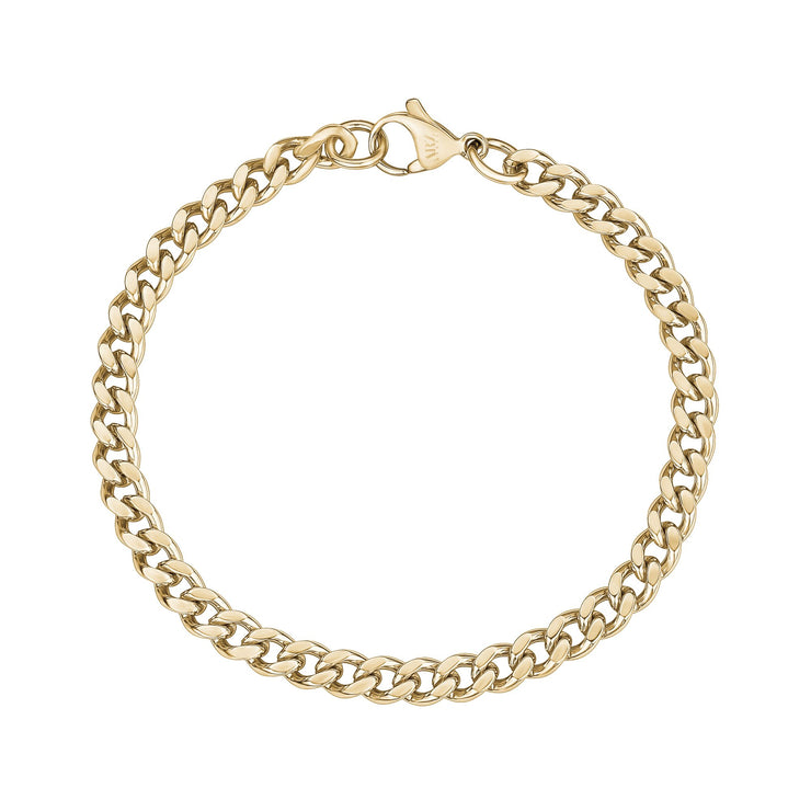 Women Bracelet - 5mm Gold Stainless Steel Cuban Link Dainty Bracelet
