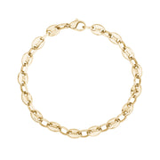 Women Bracelet - 6mm Gold Coffee Bean Link Bracelet