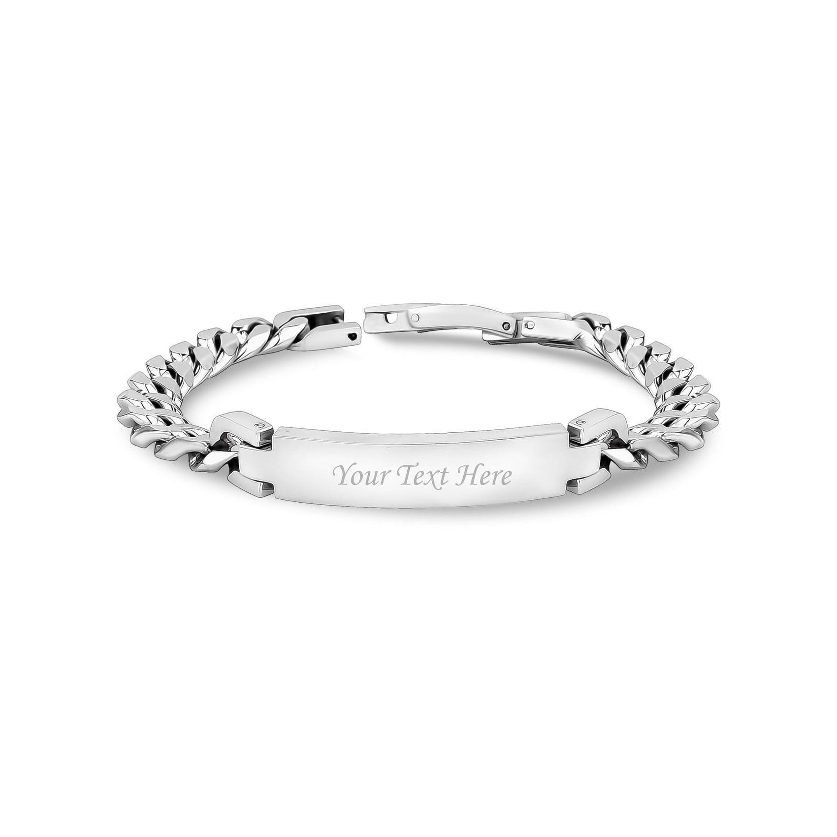 Women Bracelet - 8mm Stainless Steel Cuban Link Engravable ID Bracelet