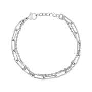 Women Bracelet - Double Chain Paperclip Steel Bracelet