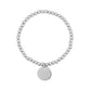 Women Bracelet - Stainless Steel Engravable Disc Stretch Bead Bracelet