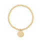 Women Bracelet - Gold Steel Engravable Disc Stretch Bead Bracelet