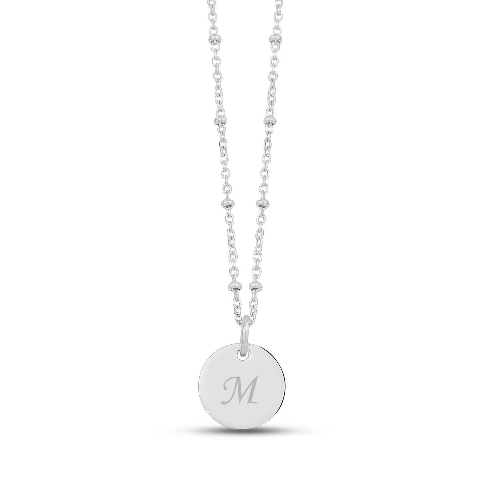 Women Pendant - Engravable Beaded Chain Round Pendant