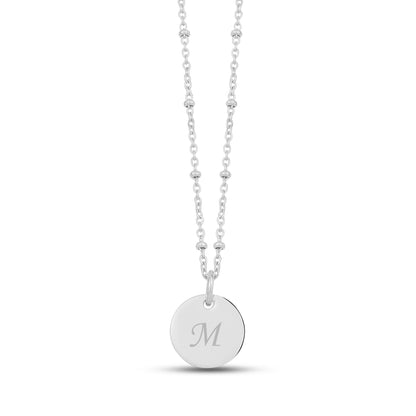 Women Pendant - Engravable Beaded Chain Round Pendant