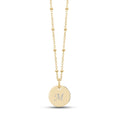 Women Pendant - Engravable Gold Beaded Chain Round Pendant