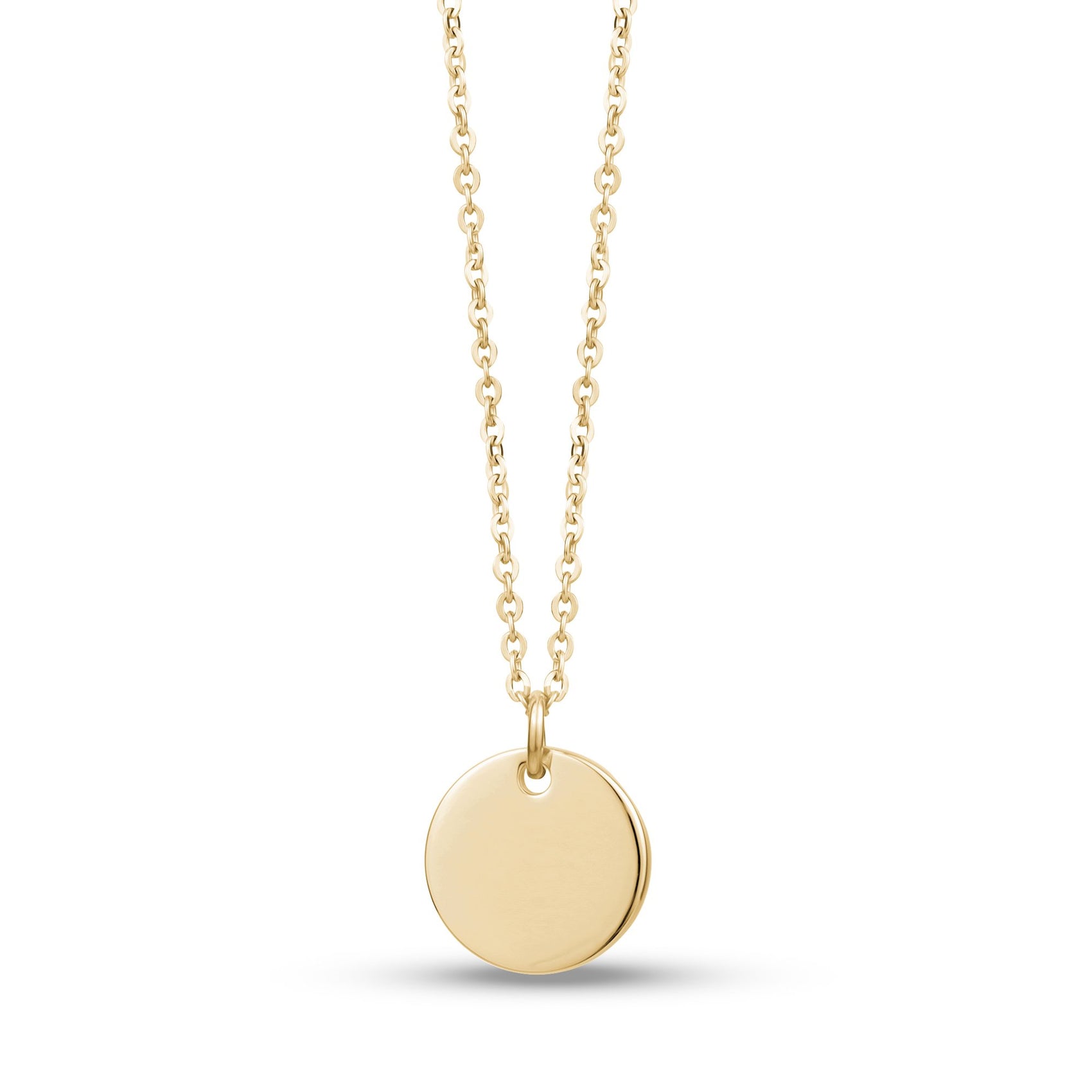 Women Pendant - Engravable Gold Round Disc Pendant