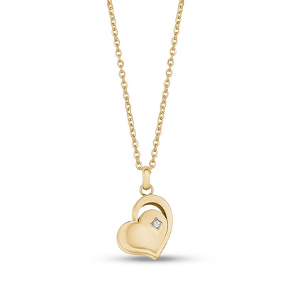 Women Pendant - Engravable Gold Steel Heart Cremation Pendant For Ashes
