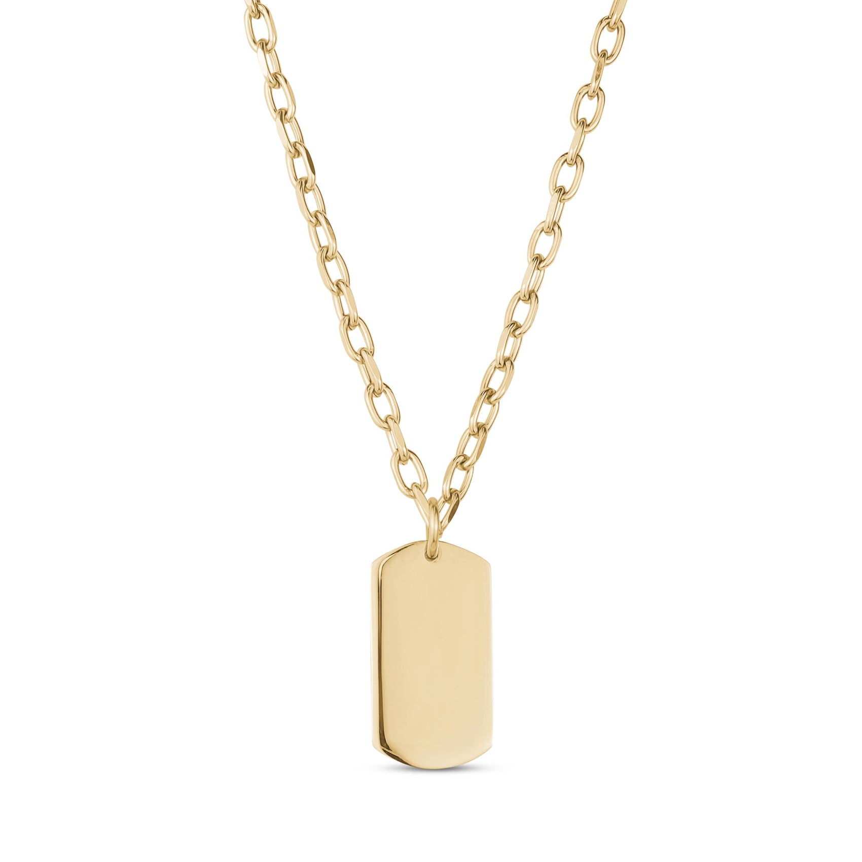 Women Pendant - Minimal Engravable Gold Womens Dog Tag