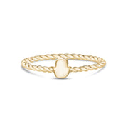 Women Ring - Minimal Gold Steel Twisted Band Engravable Hamsa Ring