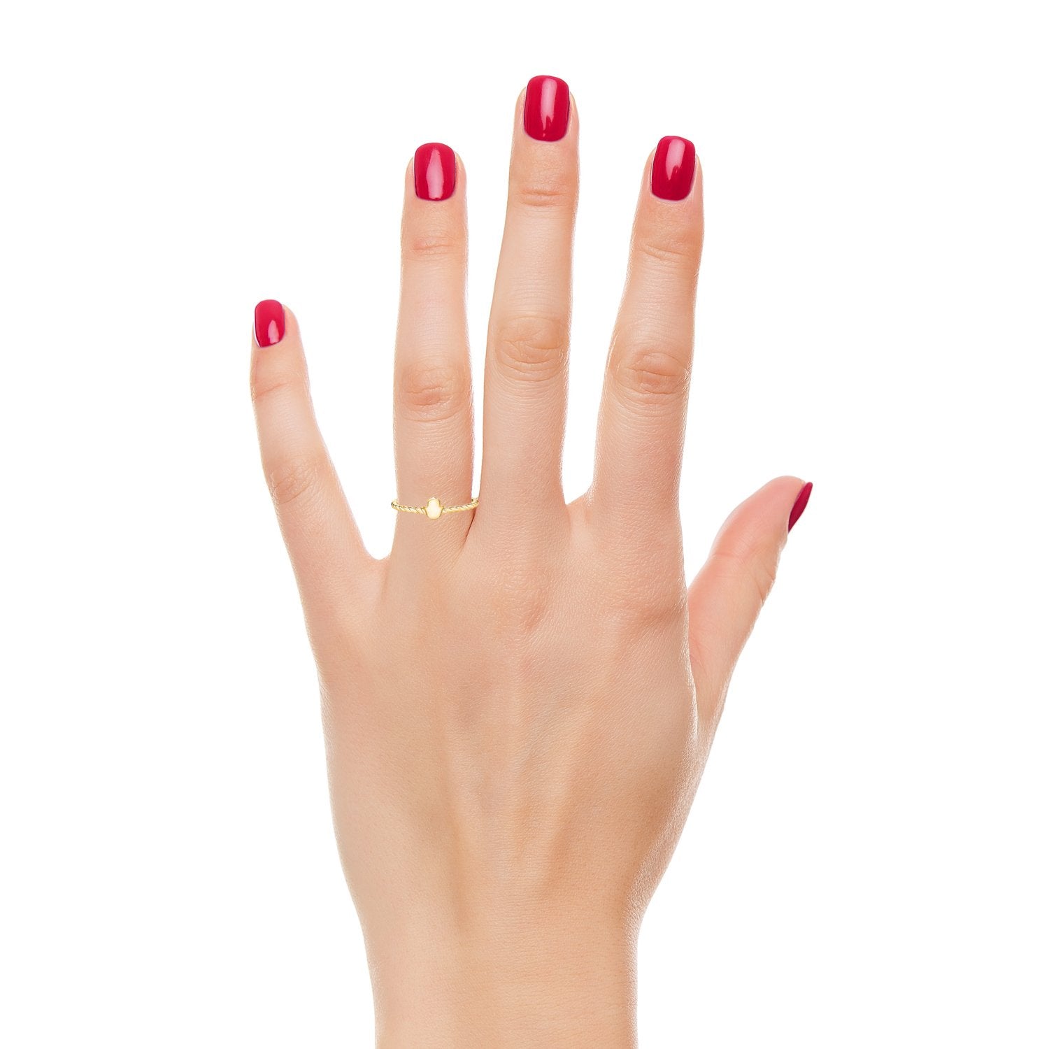 Women Ring - Minimal Twisted Band Engravable Hamsa Ring