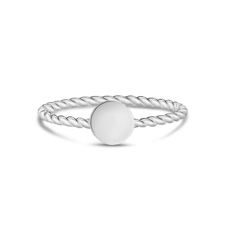 Women Ring - Minimal Stainless Steel Twisted Band Round Engravable Ring