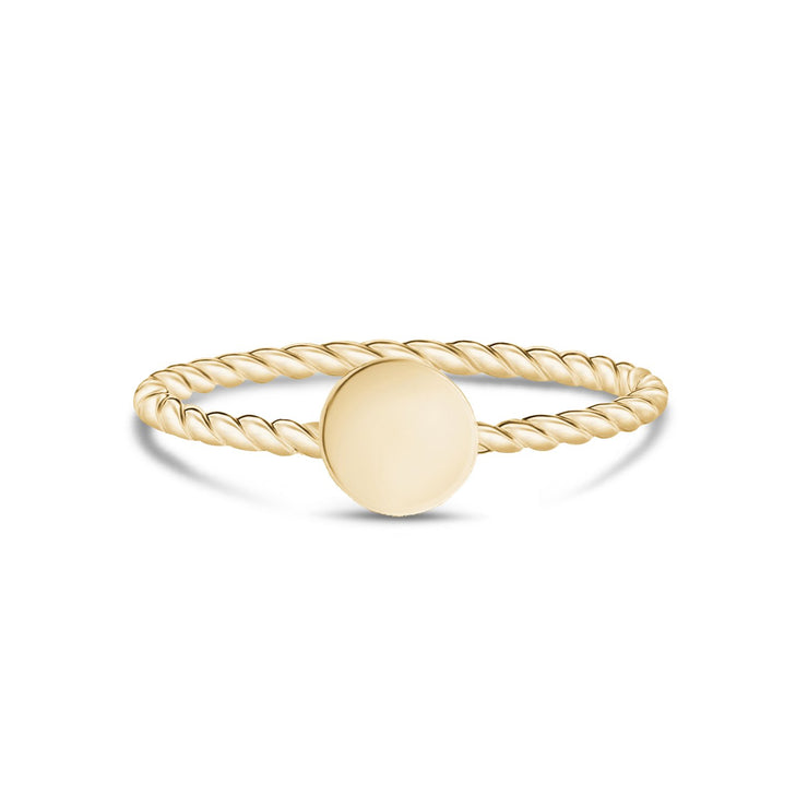 Women Ring - Minimal Gold Steel Twisted Band Round Engravable Ring