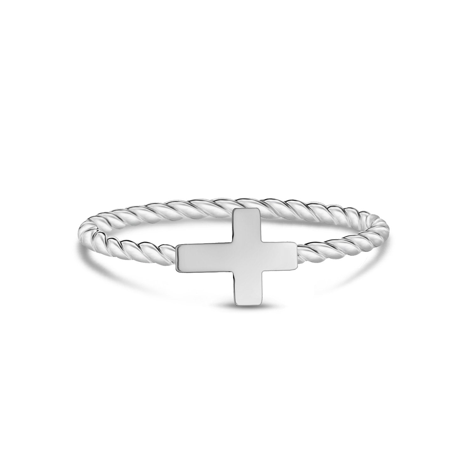 Minimal Twisted Band Stainless Steel Stackable Cross Ring – The Steel Shop