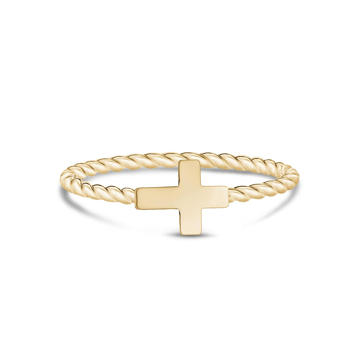 Women Ring - Minimal Gold Steel Twisted Band Stackable Cross Ring