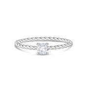 Women Ring - Minimal Stainless Steel Twisted Band Stackable Solitaire Ring