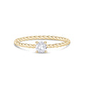 Women Ring - Minimal Gold Steel Twisted Band Stackable Solitaire Ring