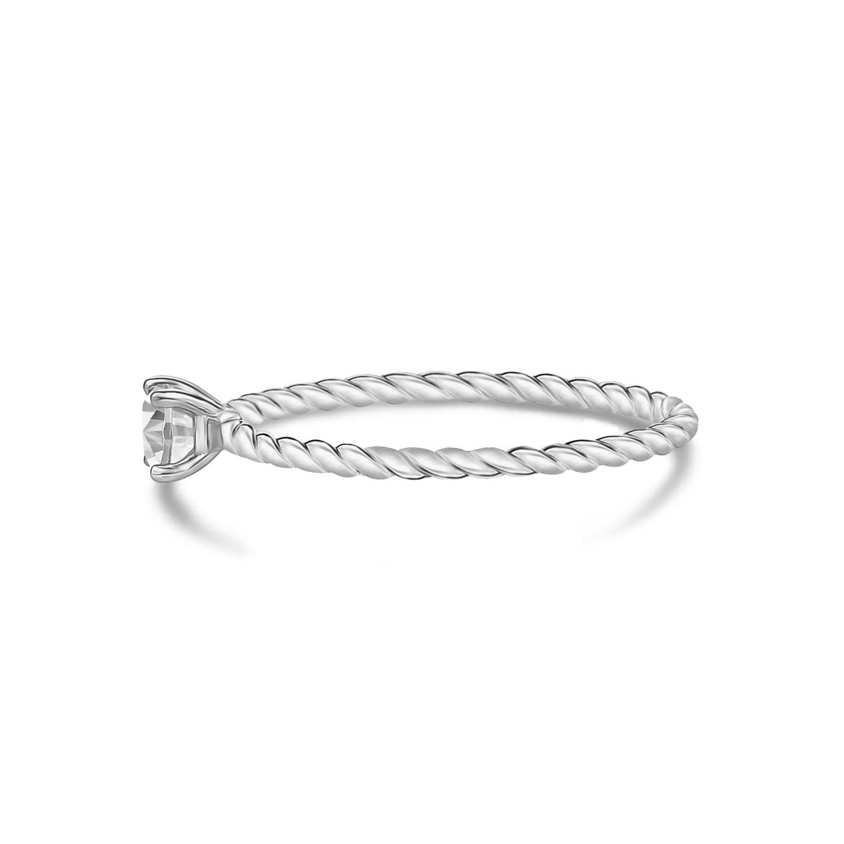 Women Ring - Minimal Twisted Band Stackable Solitaire Ring