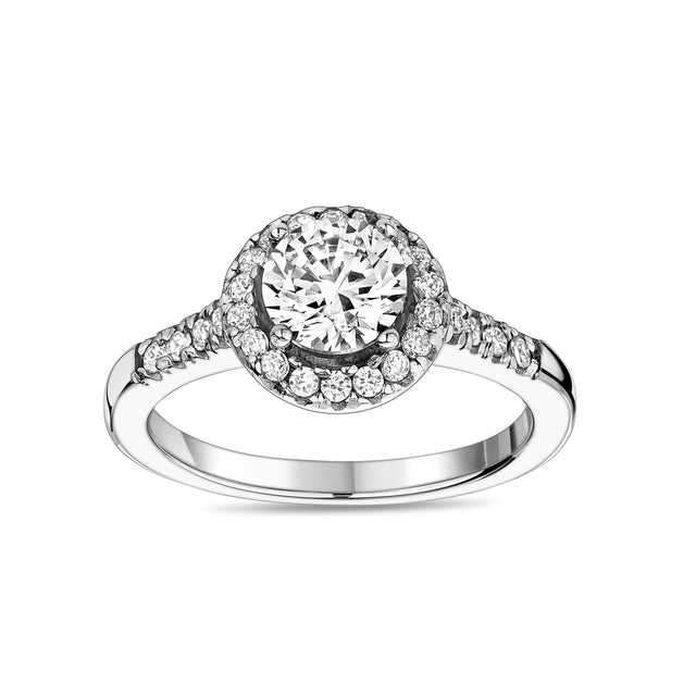 Women Ring - Stainless Steel Classic Halo Round Solitaire Ring