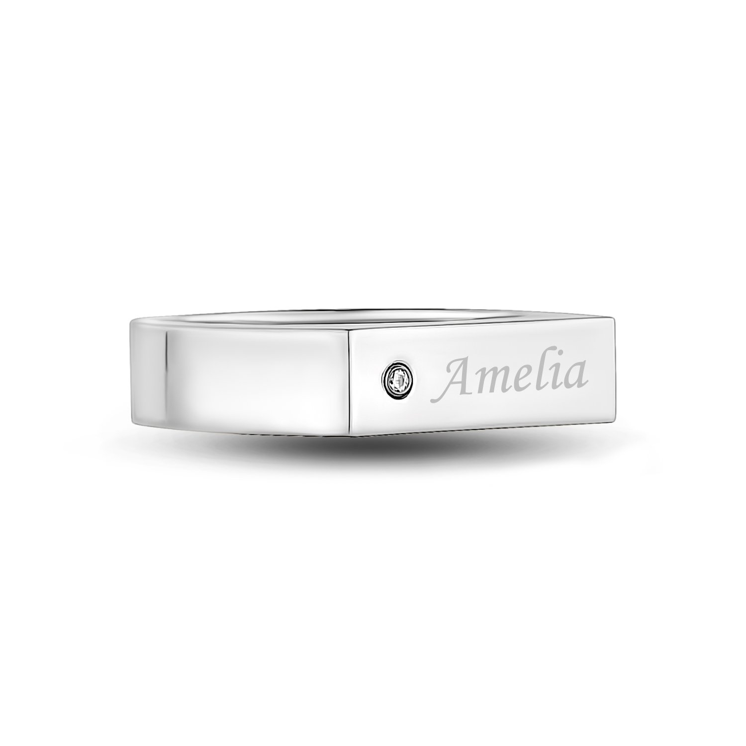 Rectangle Signet Ring - Women Ring - The Steel Shop