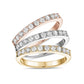 Women Ring - Tri Color Steel Half Eternity Stackable Rings