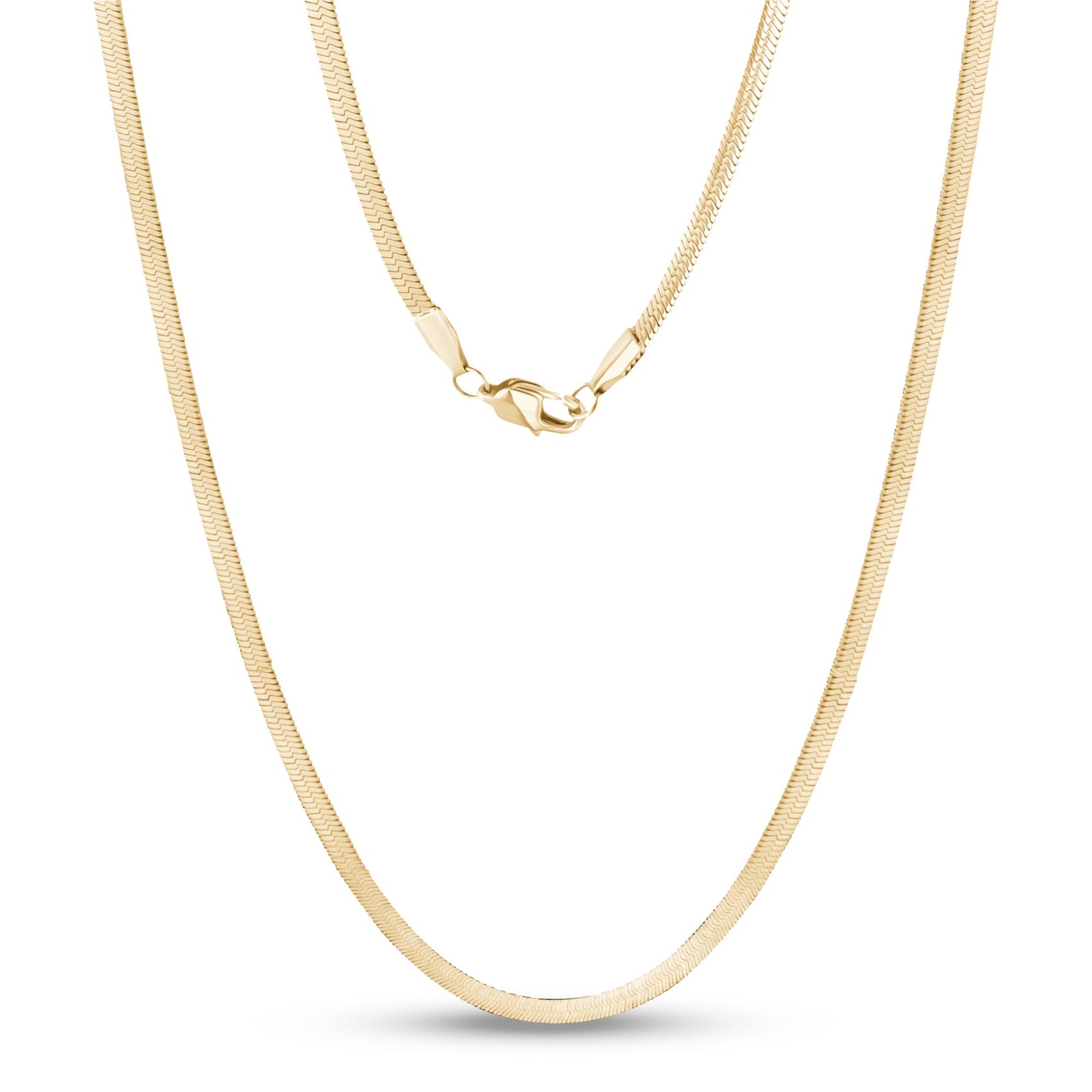 Women's Necklaces - 4mm Gold Herringbone Chain Necklace