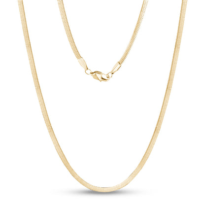 Women's Necklaces - 4mm Gold Herringbone Chain Necklace