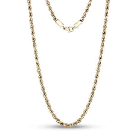 Women's Necklaces - 4mm Women's Gold Twisted Rope Steel Chain Necklace