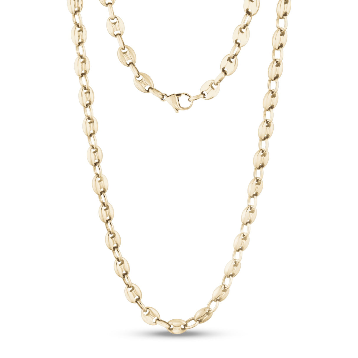 Women's Necklaces - 6mm Gold Coffee Bean Link Chain