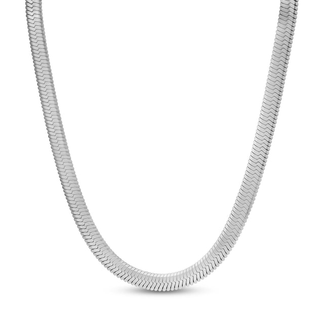 Women's Necklaces - 6mm Steel Silver Herringbone Chain