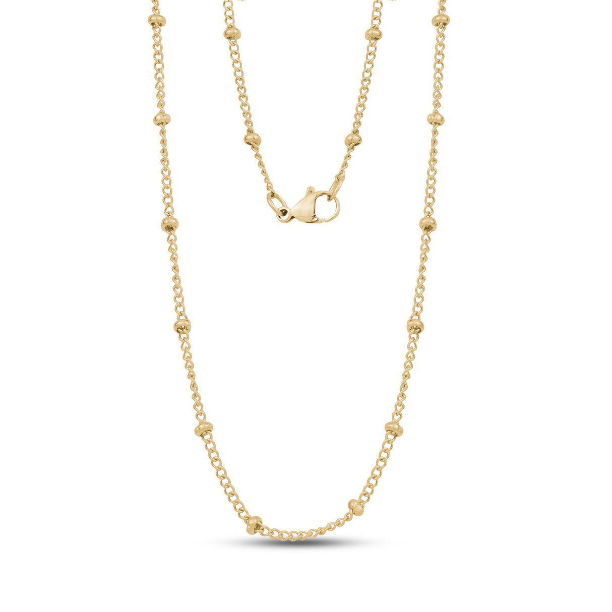 Women's Necklaces - Gold Beaded Cuban Link Chain