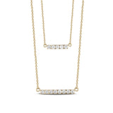 Women's Necklaces - Double Bar Layered Gold Stainless Steel Necklace