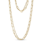 Women's Necklaces - Gold Double Chain Paperclip Steel Necklace